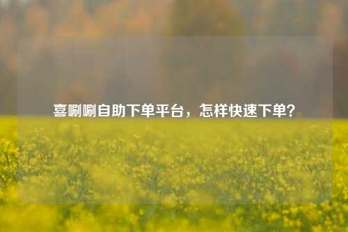 喜唰唰自助下单平台，怎样快速下单？