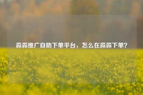 淼淼推广自助下单平台，怎么在淼淼下单？