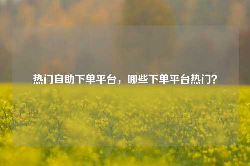 热门自助下单平台，哪些下单平台热门？