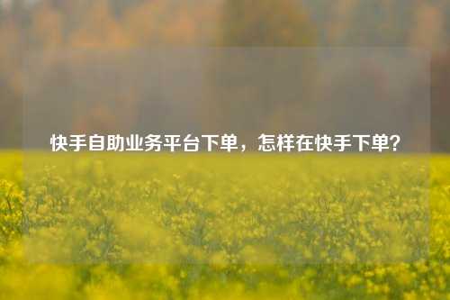 快手自助业务平台下单，怎样在快手下单？